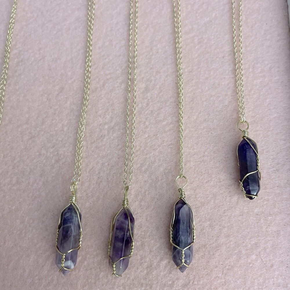 Gold Wire Wrap Amethyst necklace